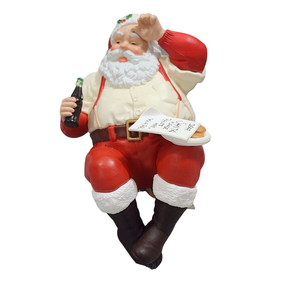Santa Clause Drinking Soda With Note Alligator Clip Tree Branch Ornament Decor